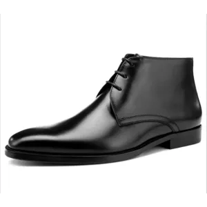 Trend4us Men's Sleek Leather Lace-Up Chelsea Boots