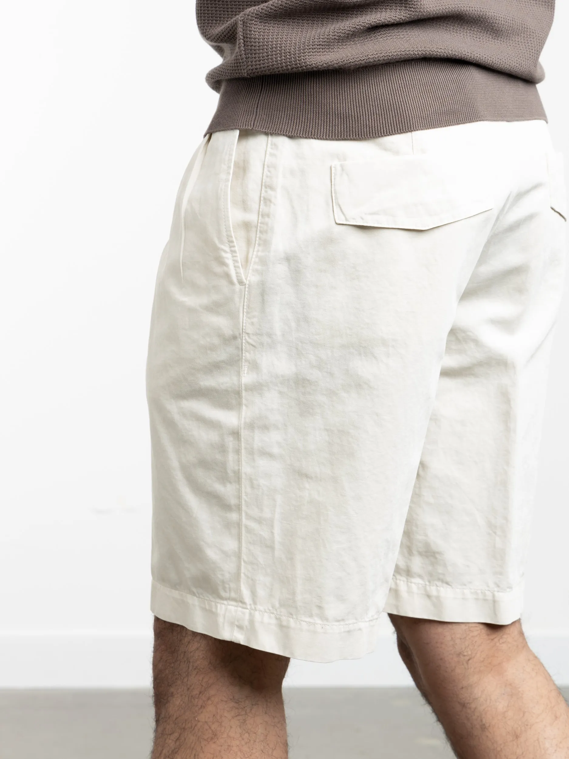 White Cotton-Linen Shorts