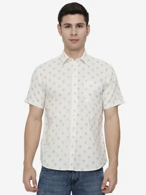 Winter Cream Printed Slim Fit Casual Shirt | JadeBlue