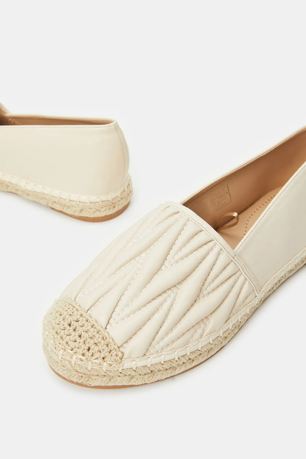 Women Beige Quilt Espadrille