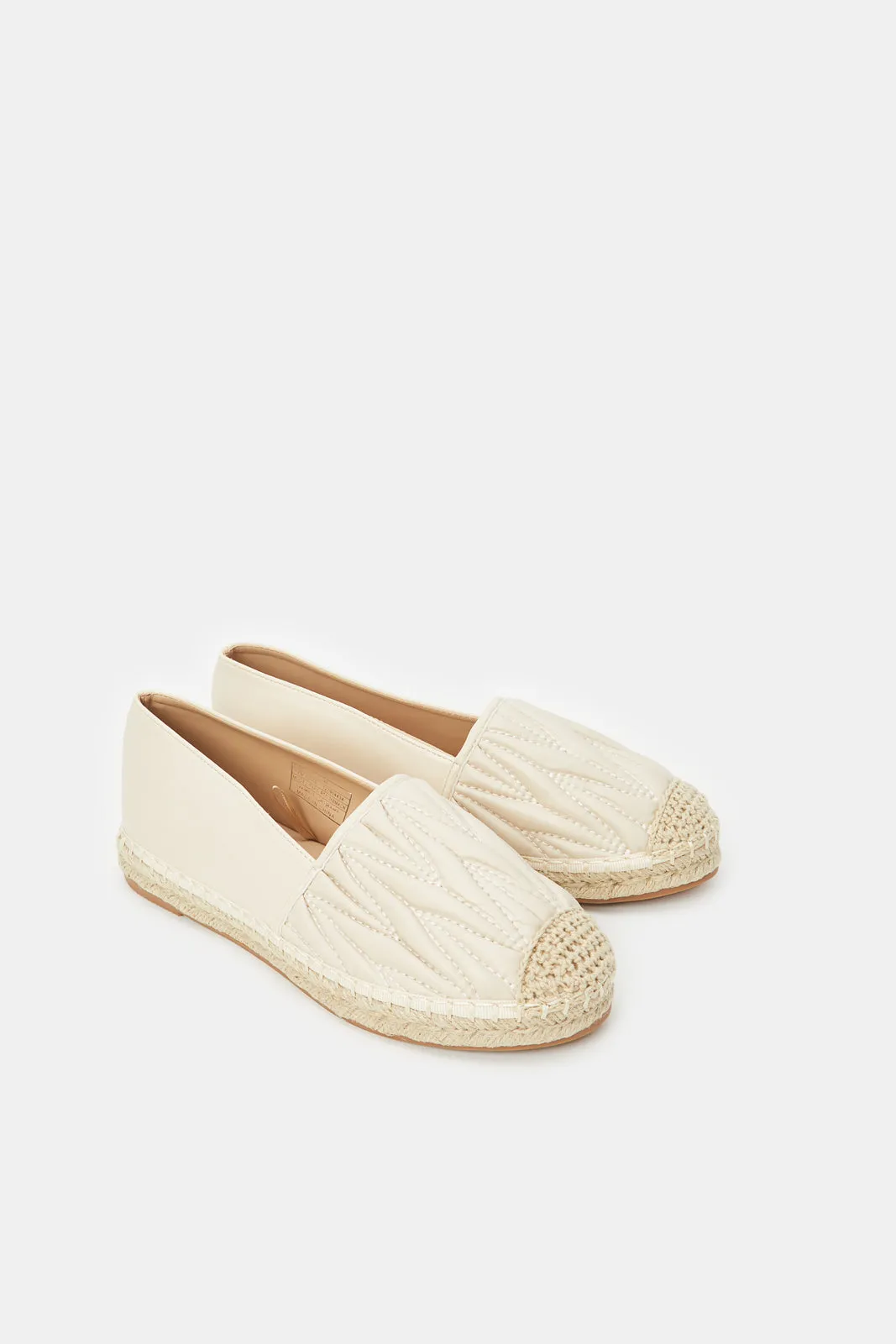 Women Beige Quilt Espadrille