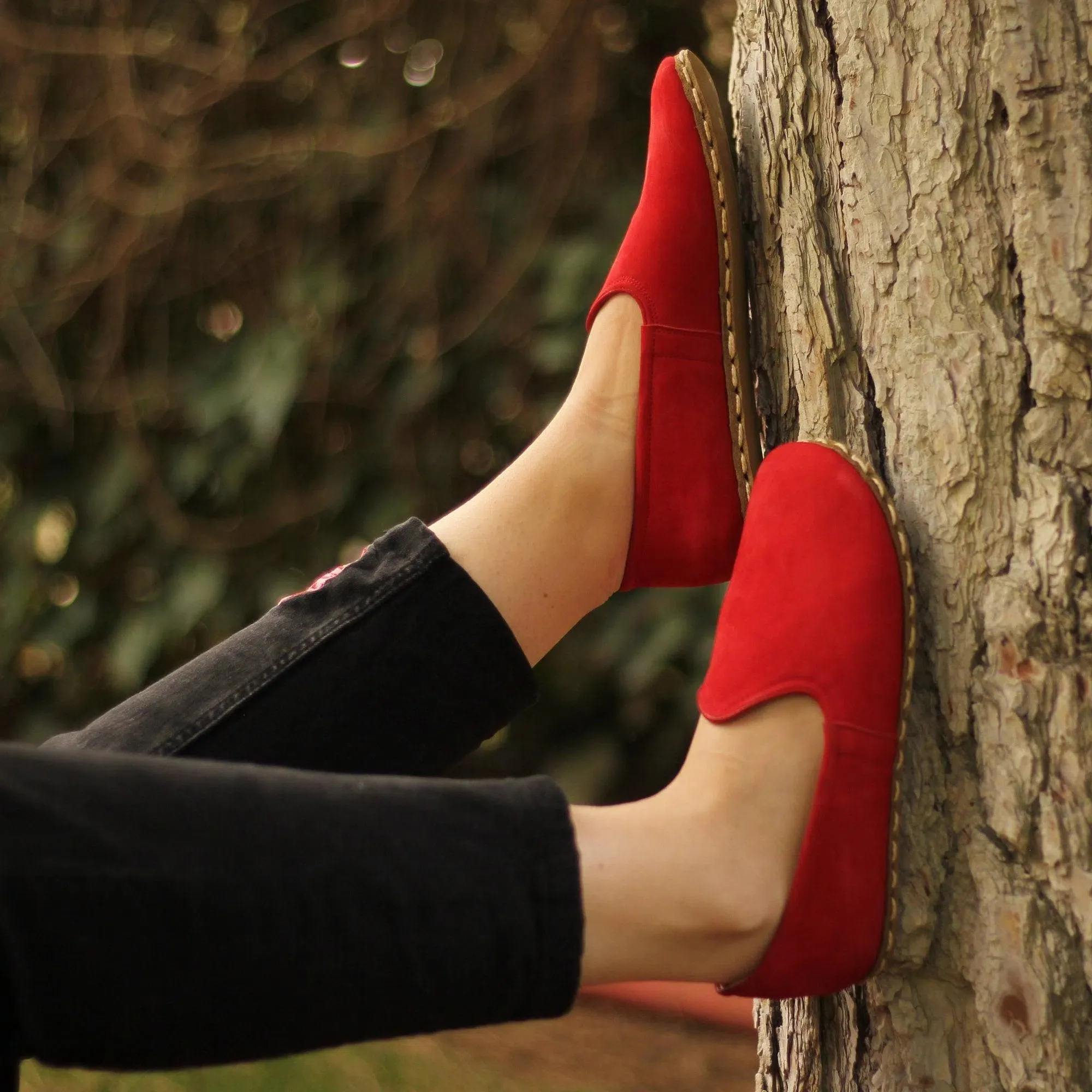 Women's Barefoot Grounding Shoes - Nubuck Red