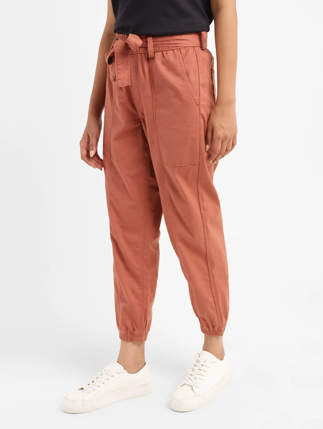 Women's High Rise Rust Regular Fit Joggers