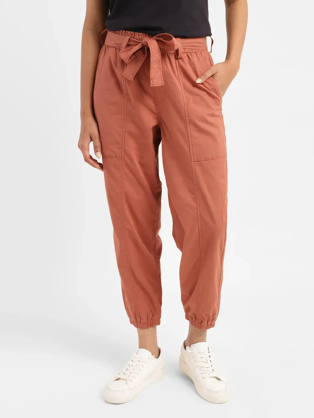 Women's High Rise Rust Regular Fit Joggers