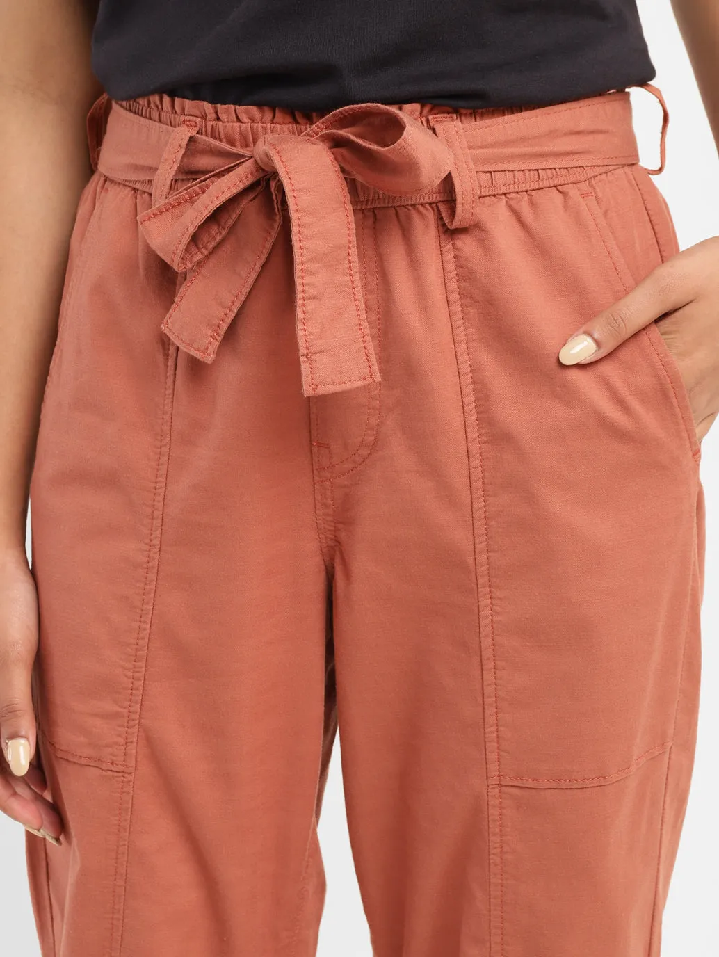 Women's High Rise Rust Regular Fit Joggers