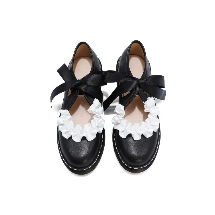 Women's Knot Lace Mary Jane Flats Shoes