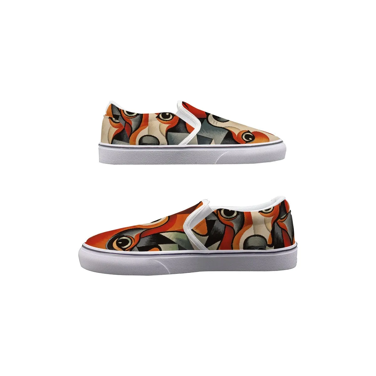 Women's Slip On Sneakers dog print red