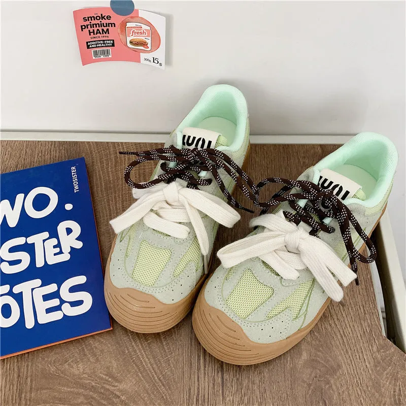 XIANGTUIBAO  Spring  Summer Mesh Breathable Canvas Shoes Women's Korean-Style Casual Low-Top Clown Shoes Internet Celebrity Live Training Shoes