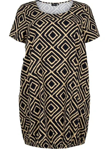 Zizzi Cotton Bubble Dress in Geo Print