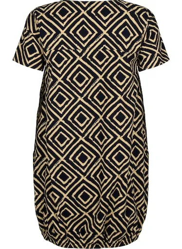 Zizzi Cotton Bubble Dress in Geo Print